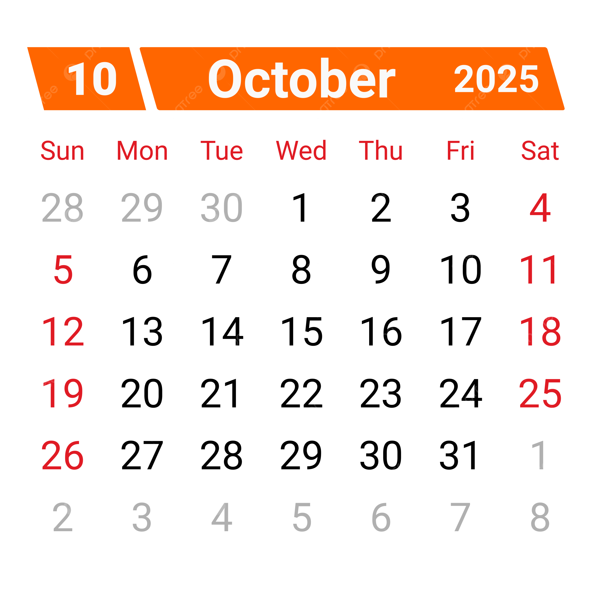 October 2025 Calendar Icon