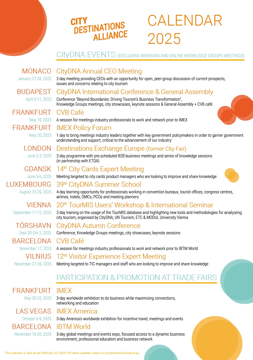 Calendar Of Events 2025 City Destinations Alliance