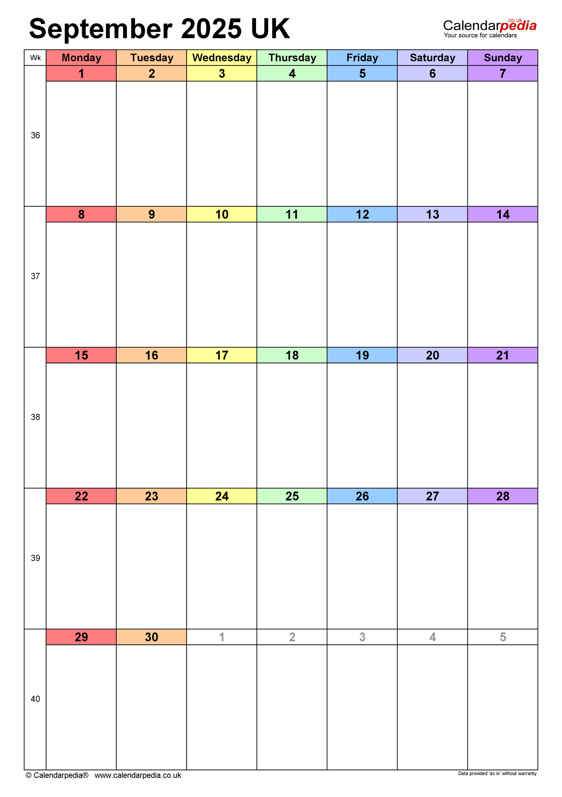 September 2025 Calendar Word Template