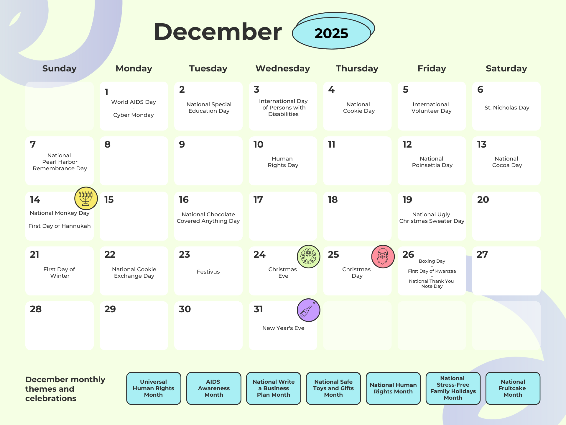 Social Media Calendar December 2025