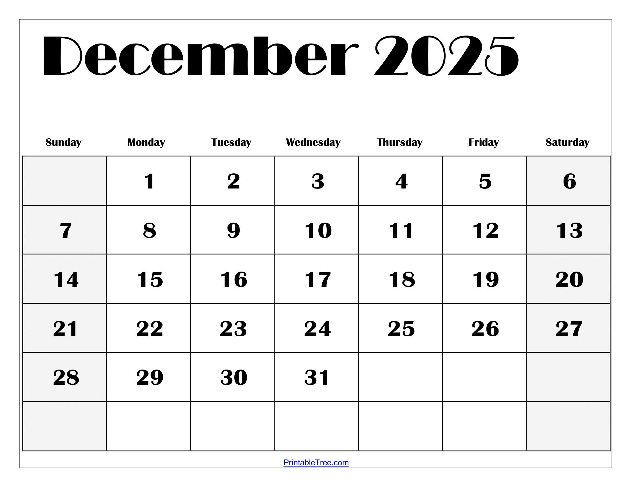 The Calendar For December Of 2025