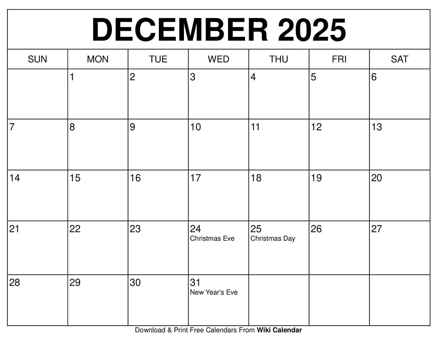 Weather Calendar For December 2025