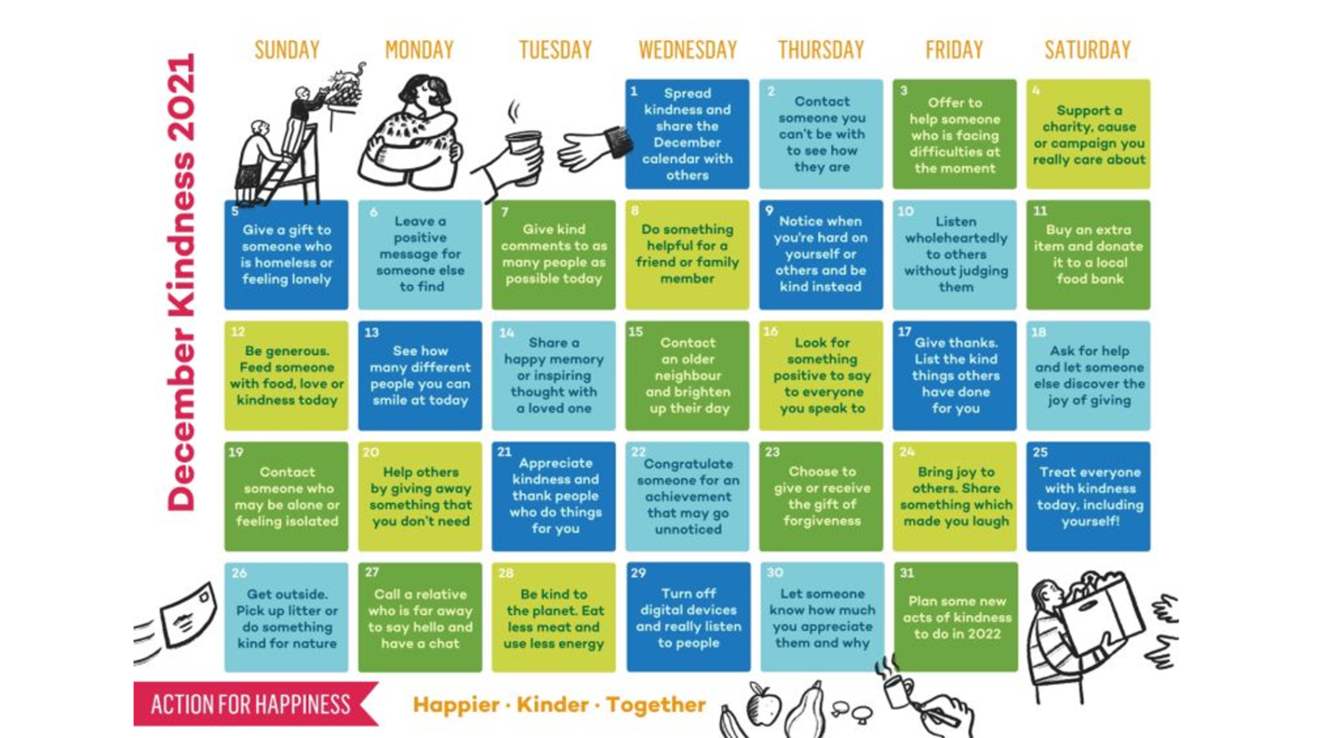 DECEMBER KINDNESS CALENDAR ACTION FOR HAPPINESS BPIF Training