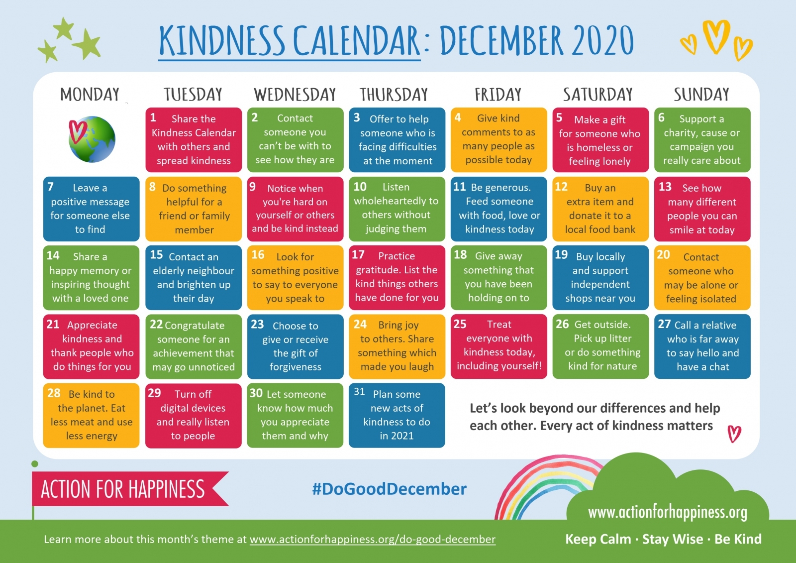 Action For Happiness Calendar December 2025