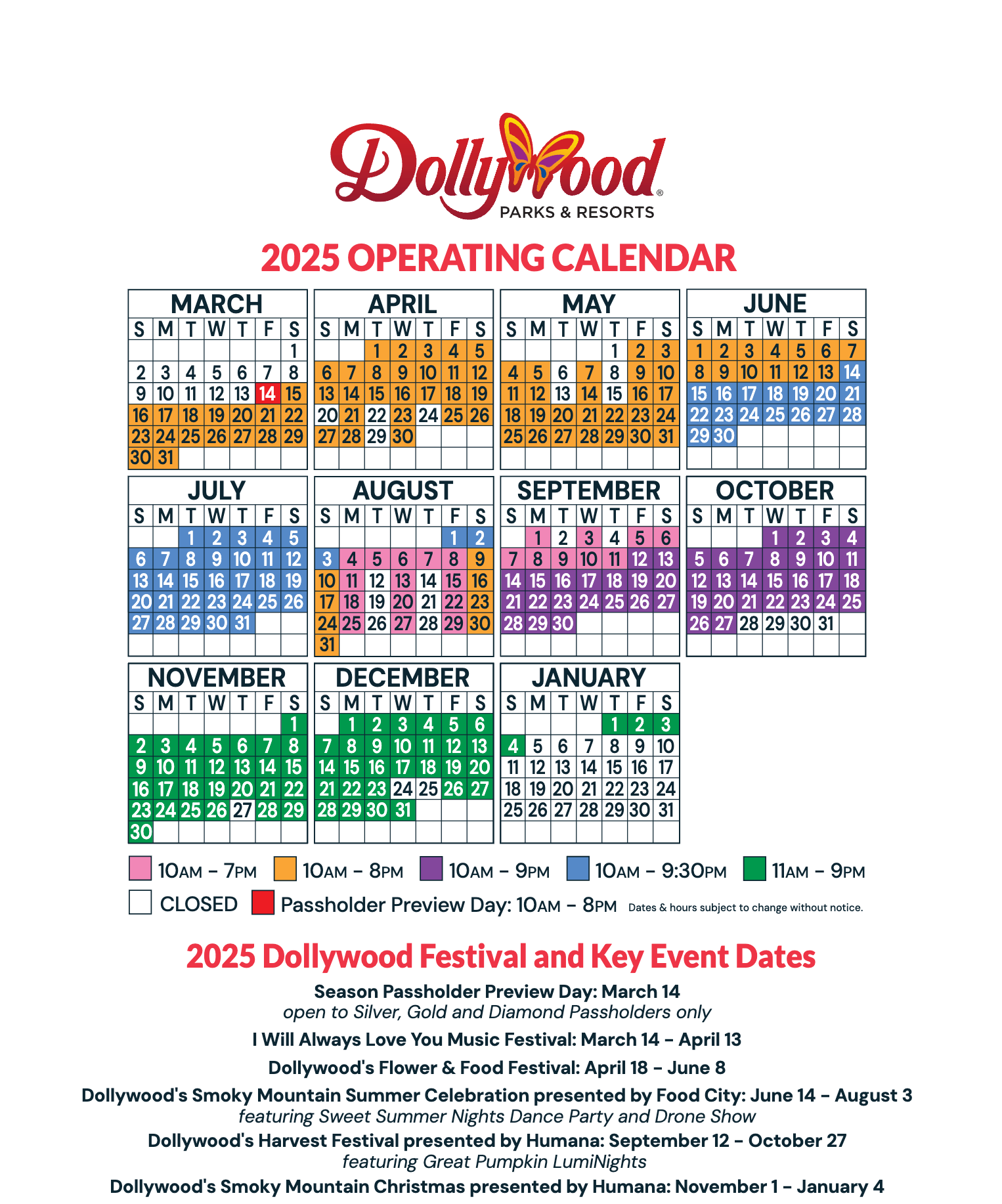 Dollywood s 2025 Operating Schedule And Events Calendar