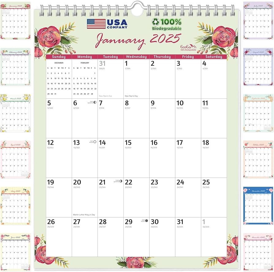 EcoEarth Biodegradable 8 5x11 Inch 12 Month Vertical Hanging Wall Calendar 2025 Monthly Calendar Blossoms EcoEarth Biodegradable 8 5x11 Inch 12 Month Vertical Hanging Wall Calendar 2025 Monthly Calendar Blossoms