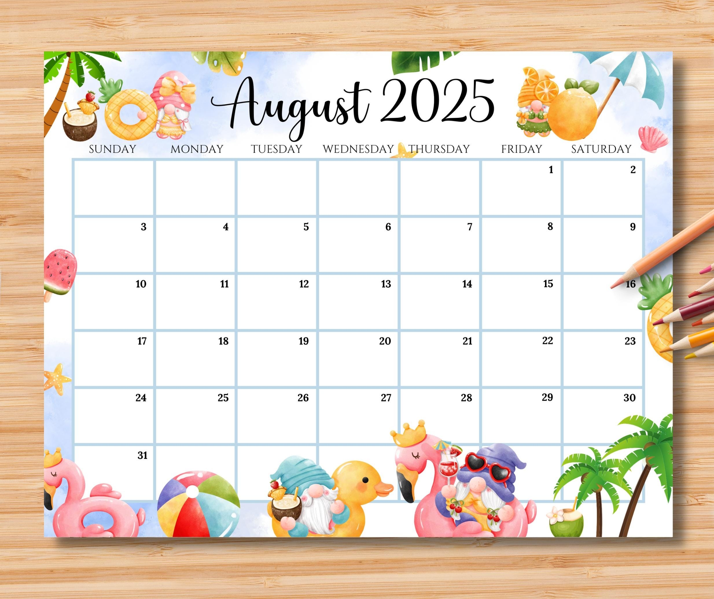 August 2025 Calendar.