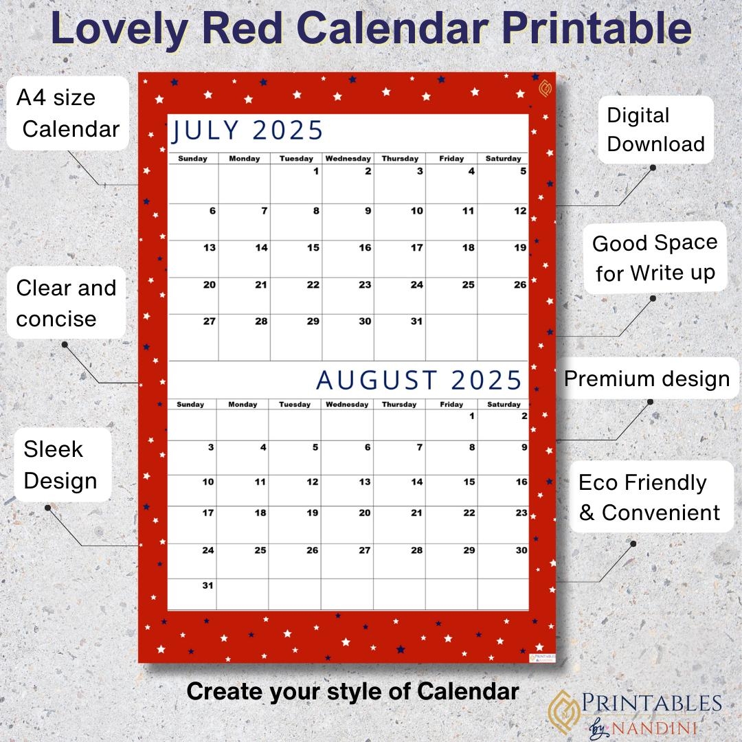 August 2023 - July 2025 Calendar