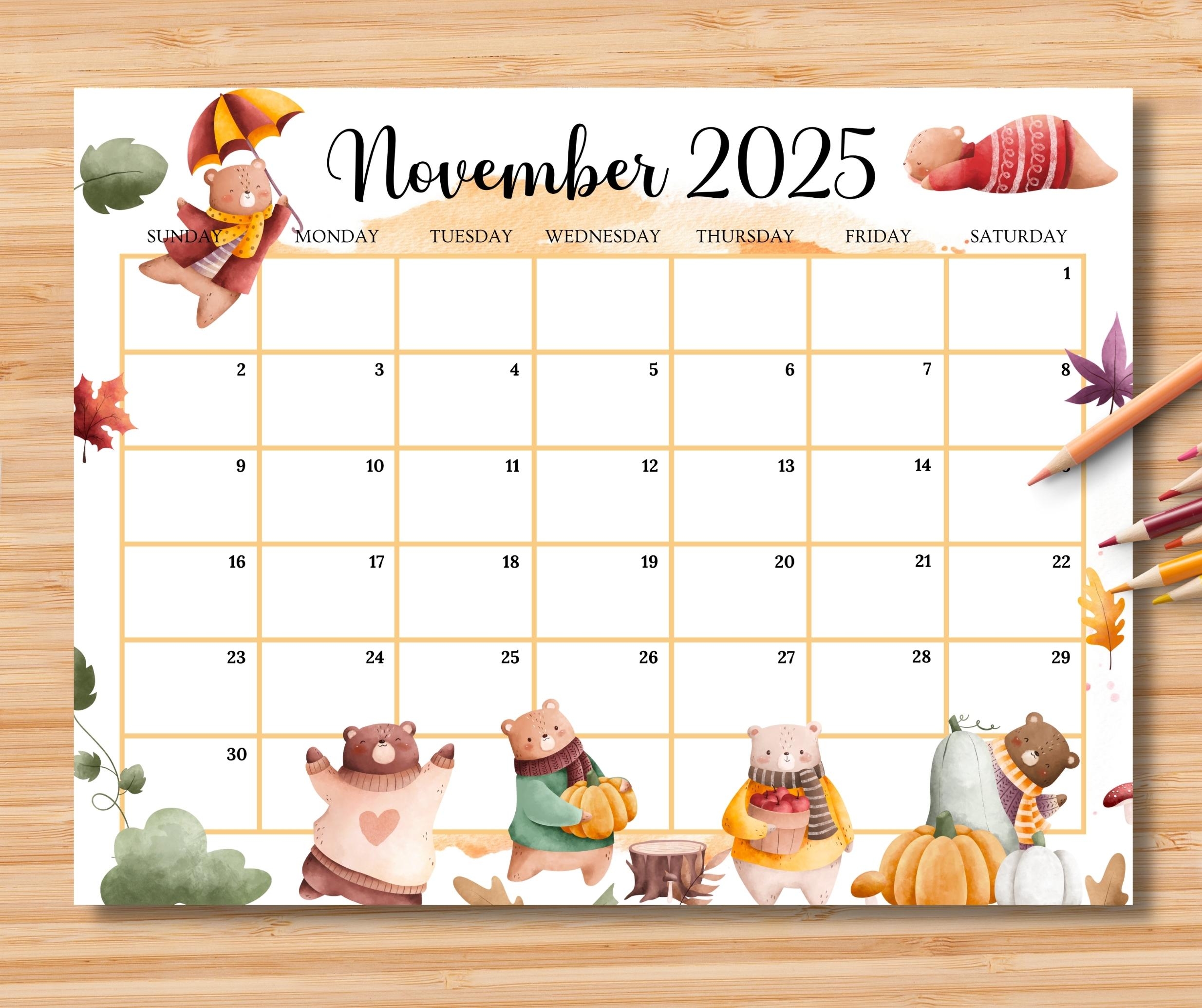 EDITABLE November 2025 Calendar Beautiful Autumn Planner W cute EDITABLE November 2025 Calendar Beautiful Autumn Planner W cute