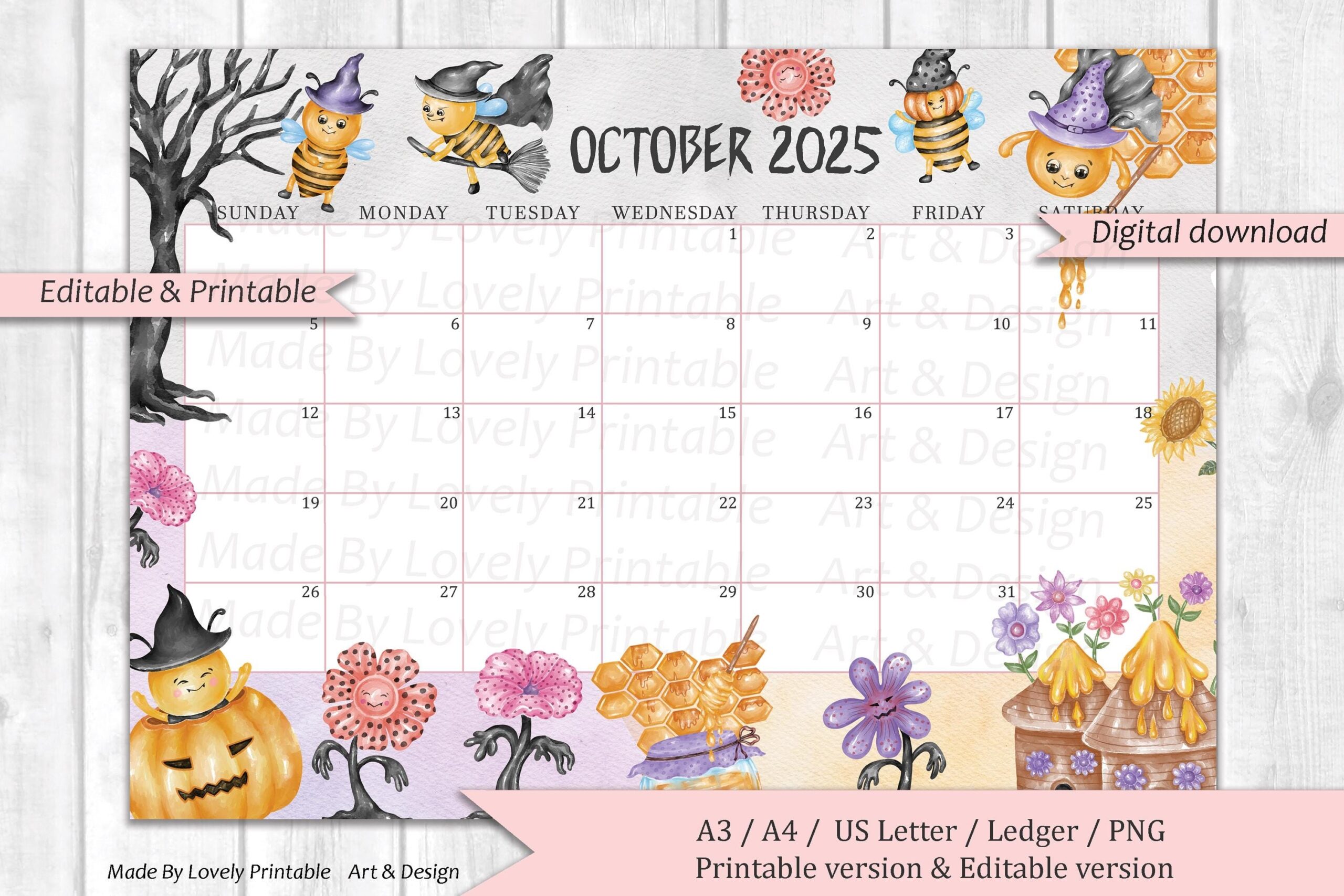October 2025 Halloween Calendar Printable