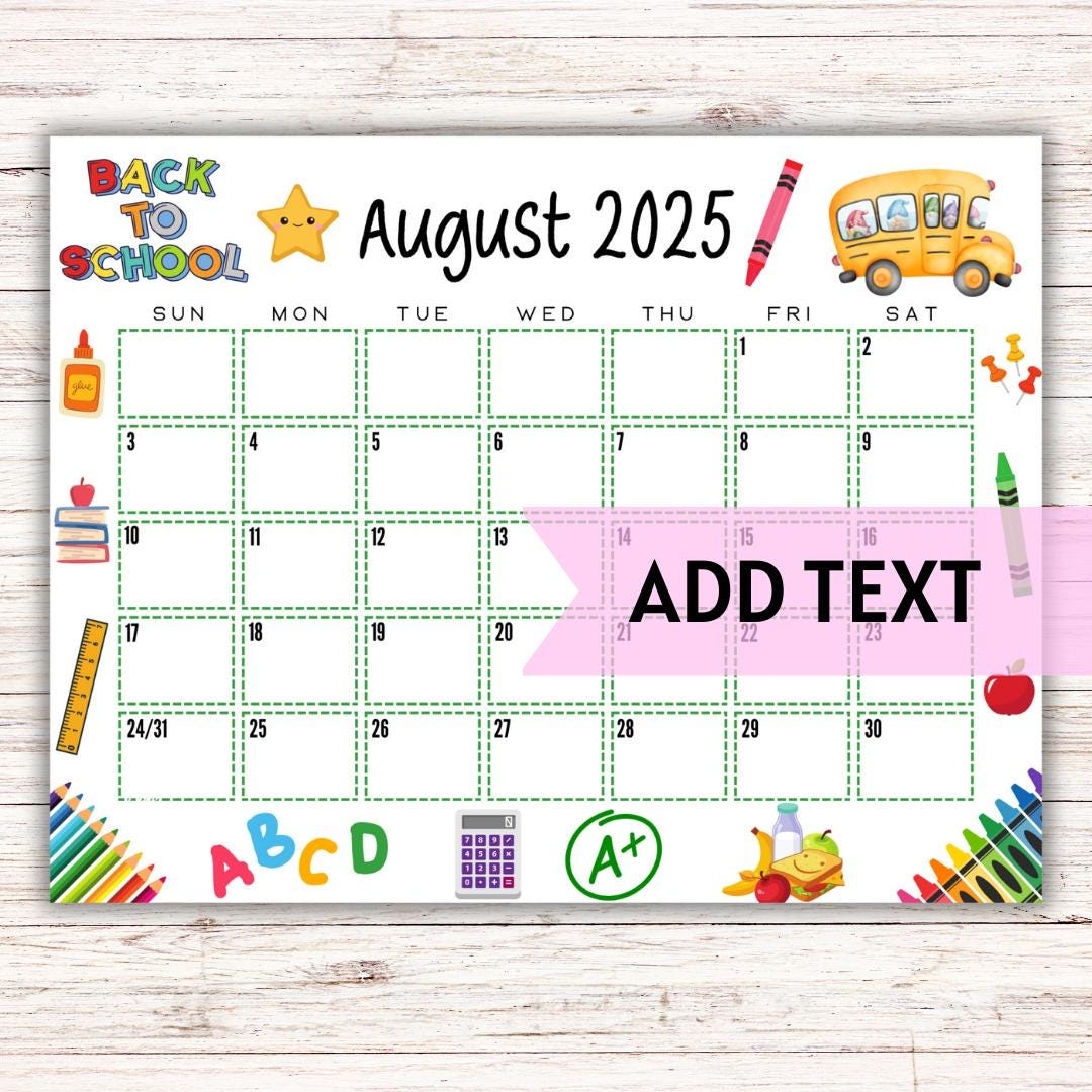 August 2025 Calendar Back To School