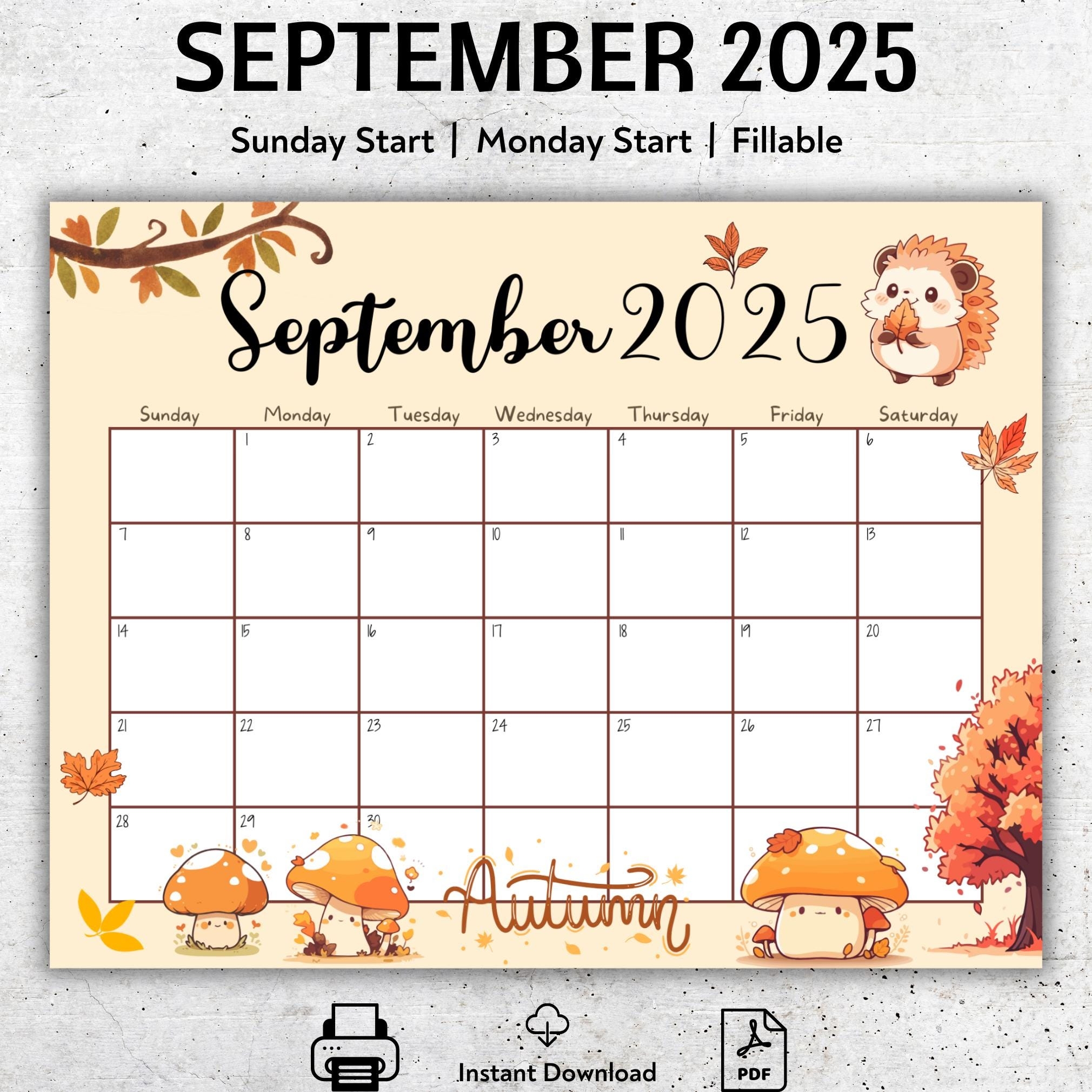 Pretty September 2025 Calendar