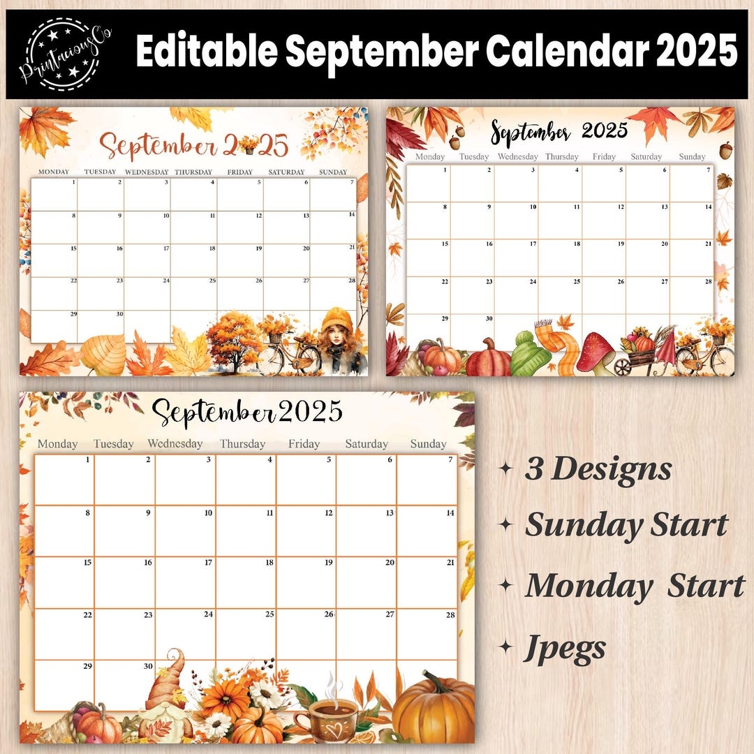 September Fillable Calendar 2025