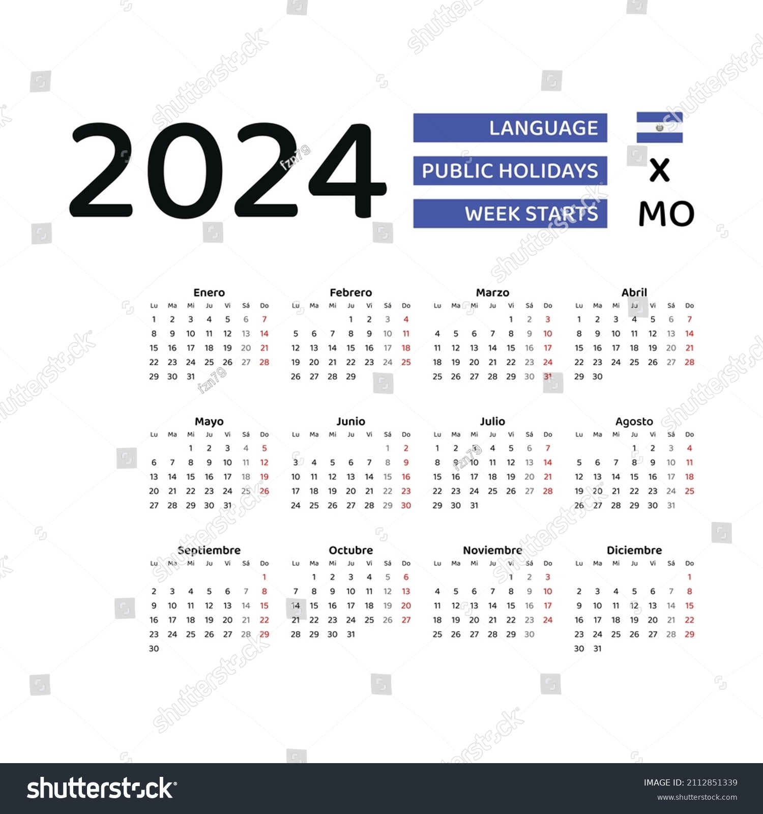 August El Salvador Calendar 2025