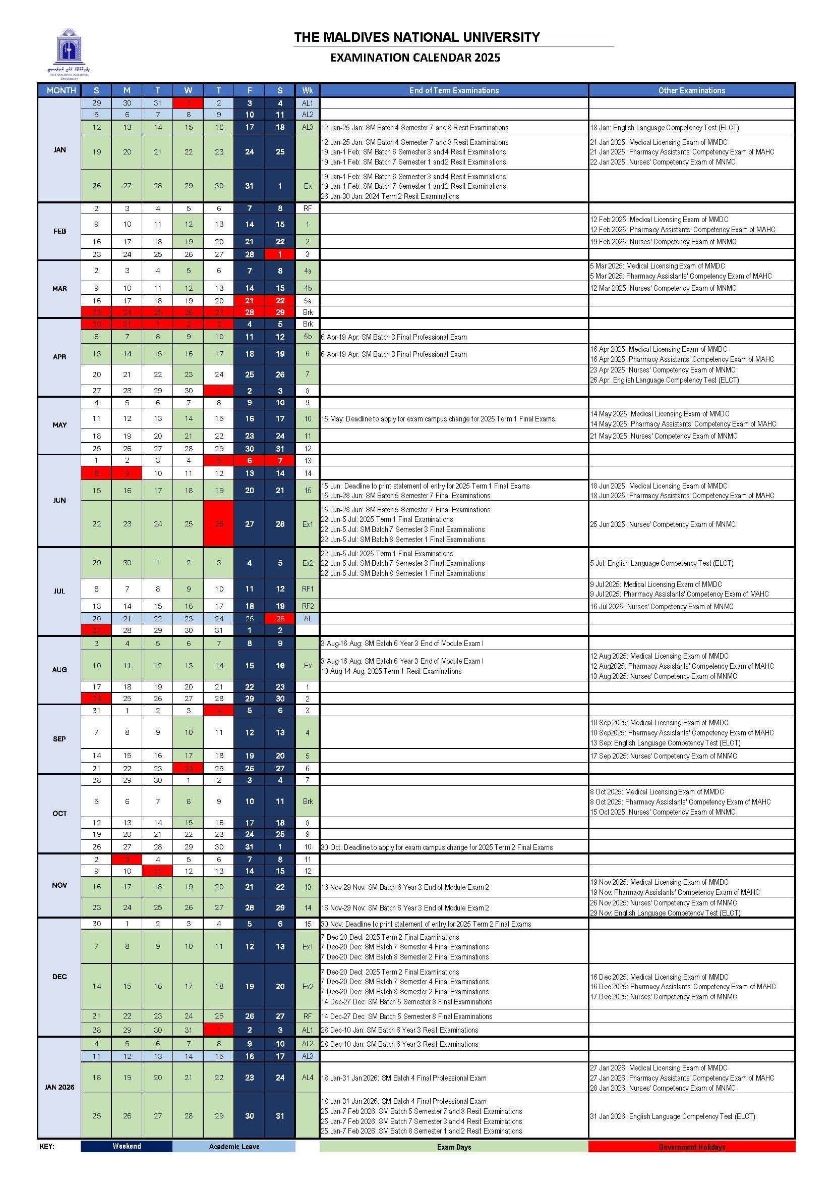 August Exam Calendar 2025 August Exam Calendar 2025