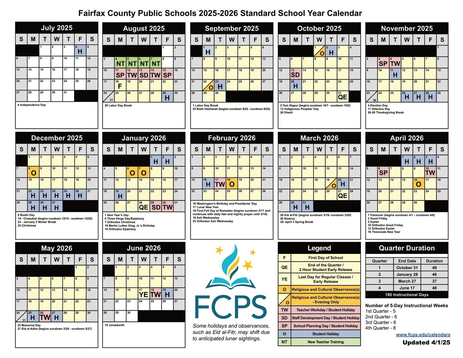 Fairfax County Public Schools Calendar 25 26 Revised PDF EduCounty