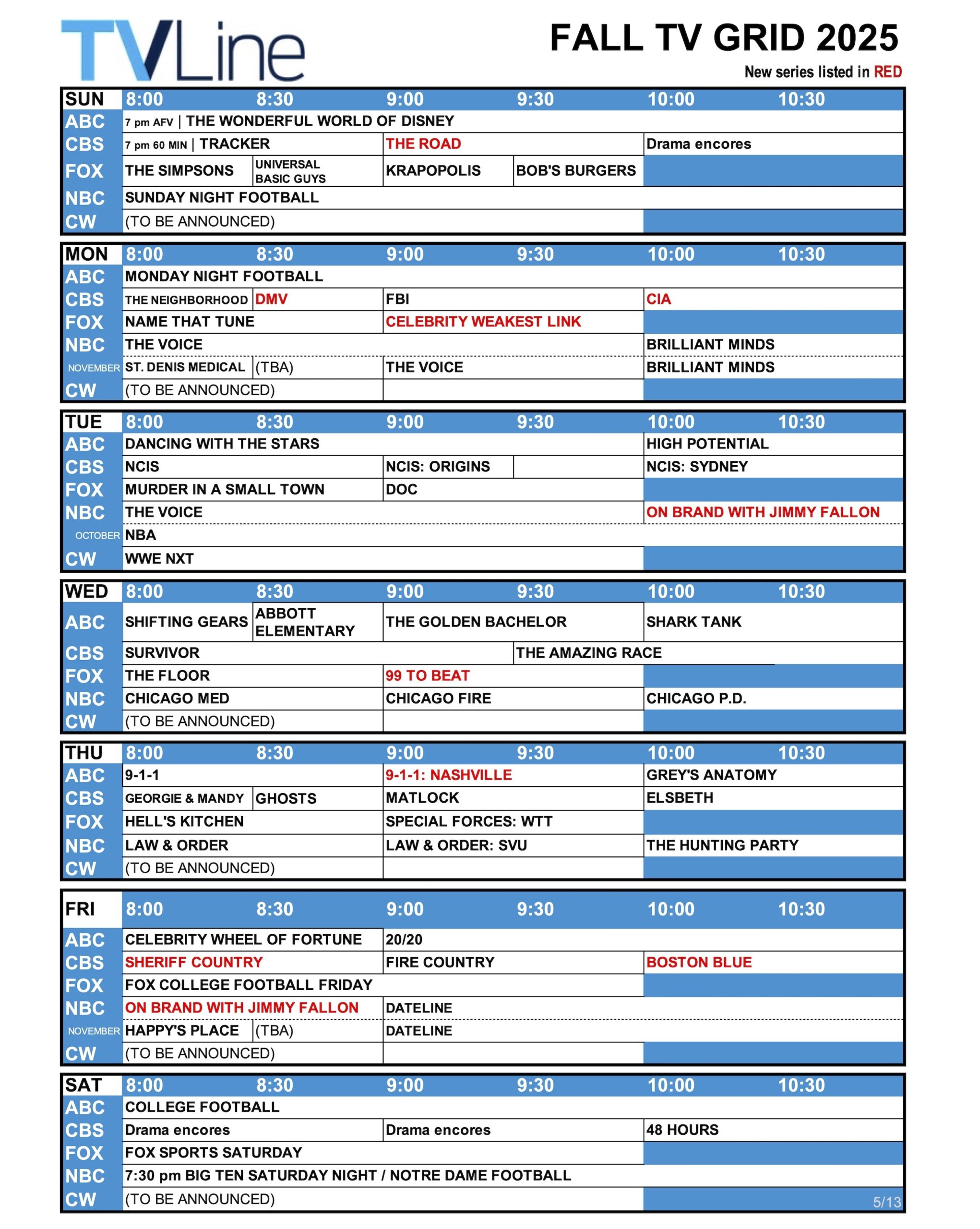 October 2025 Tv And Streaming Calendar