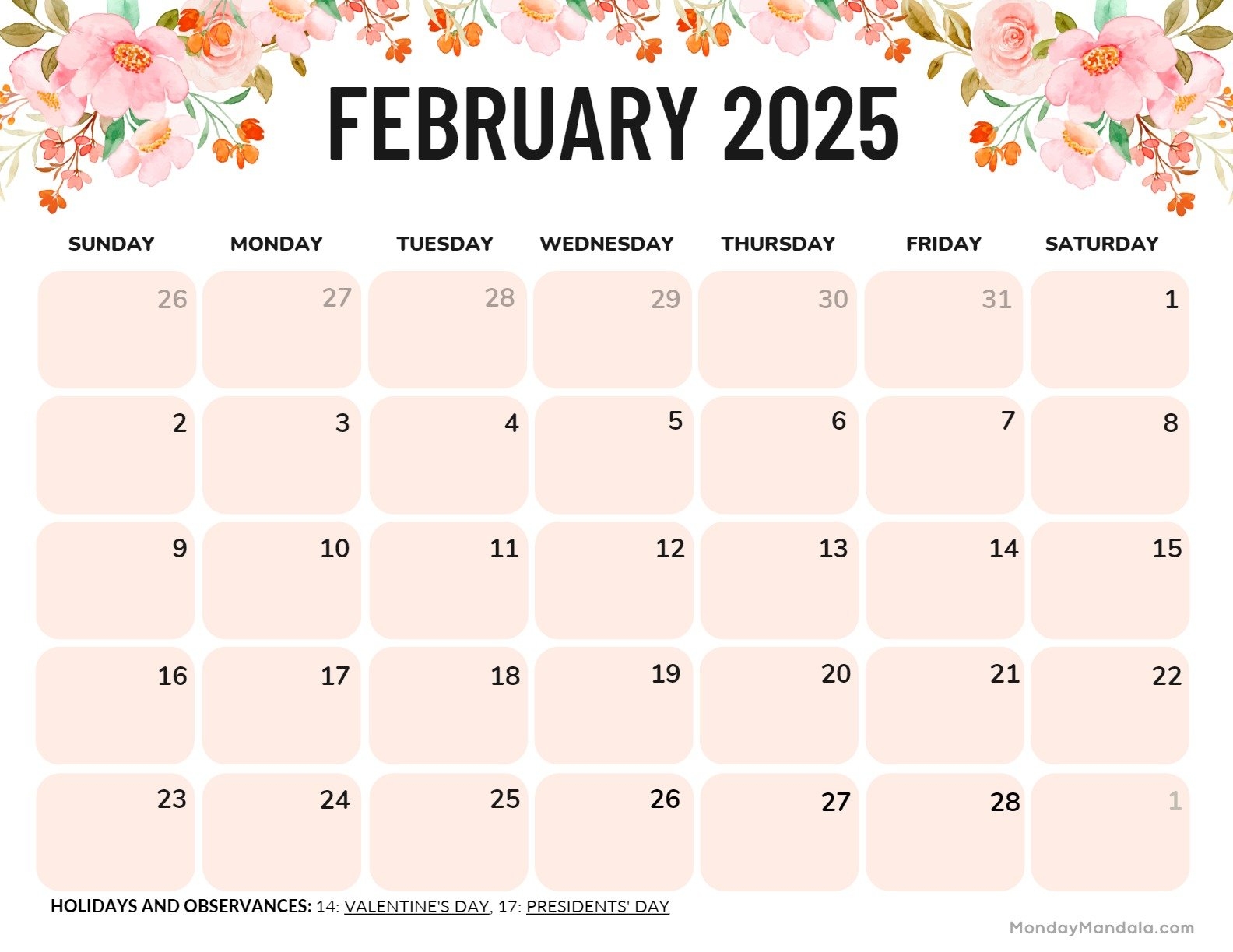 Free Printable Calendar February 2025 Free Printable Calendar February 2025