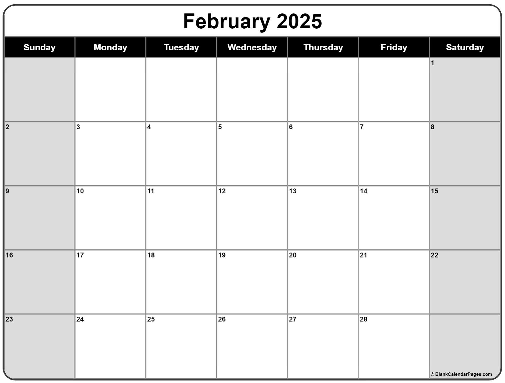 February 2025 Calendar Free Printable Calendars February 2025 Calendar Free Printable Calendars