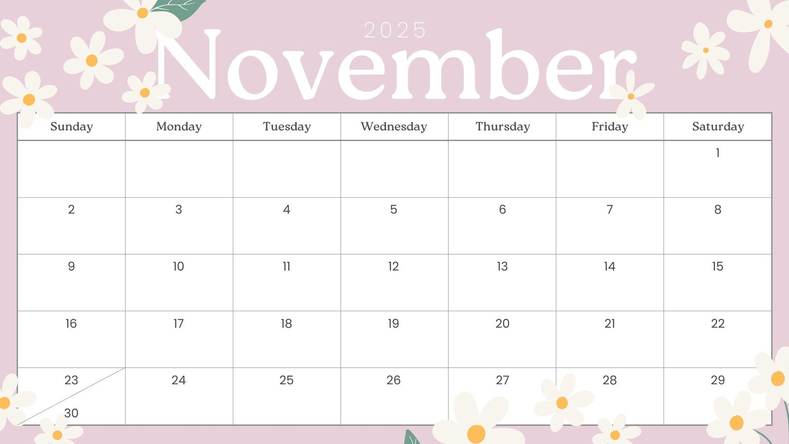 Blank Large Box 2025 November And December Calendar