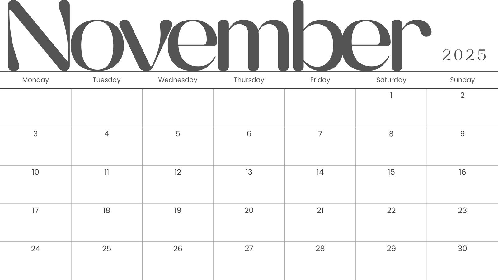 Calenda November 2025