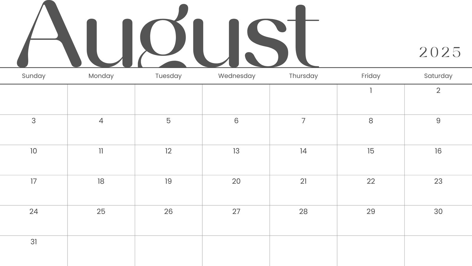 Printable Weekly Calendar August 2025