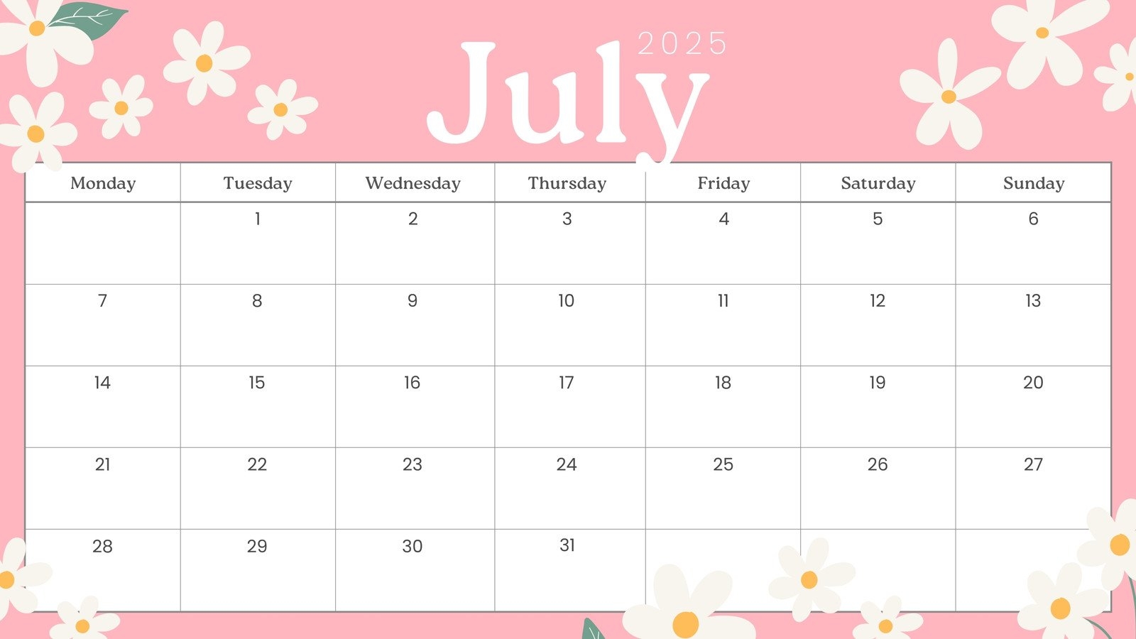 Calendar 2025 July 15
