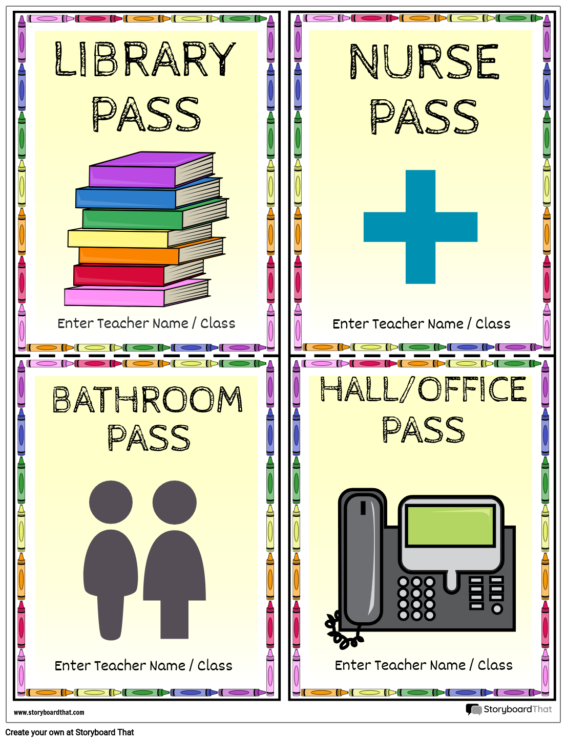 Free Printable Hall Passes StoryboardThat