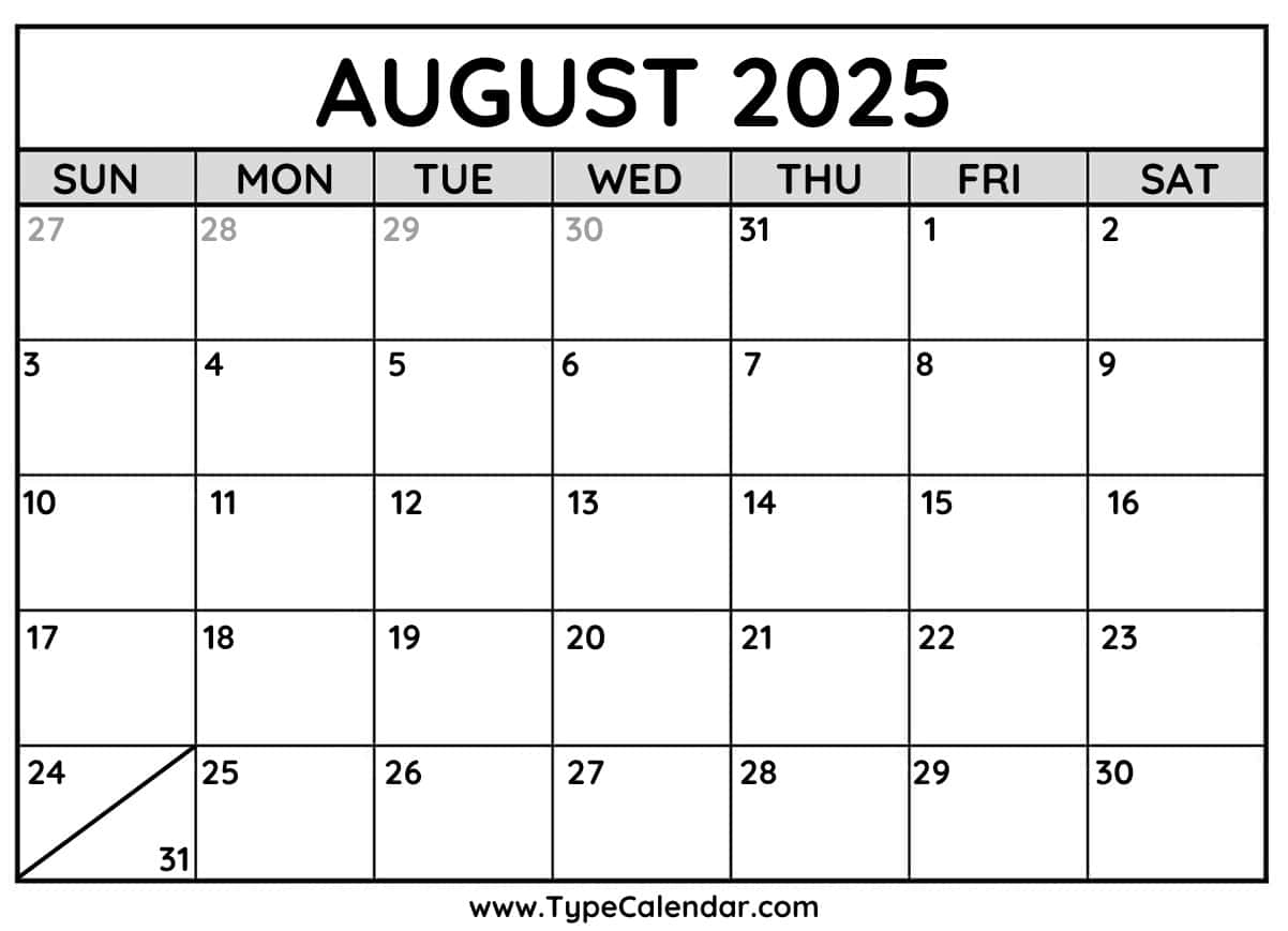 Free Printable Monthly Calendar 2025