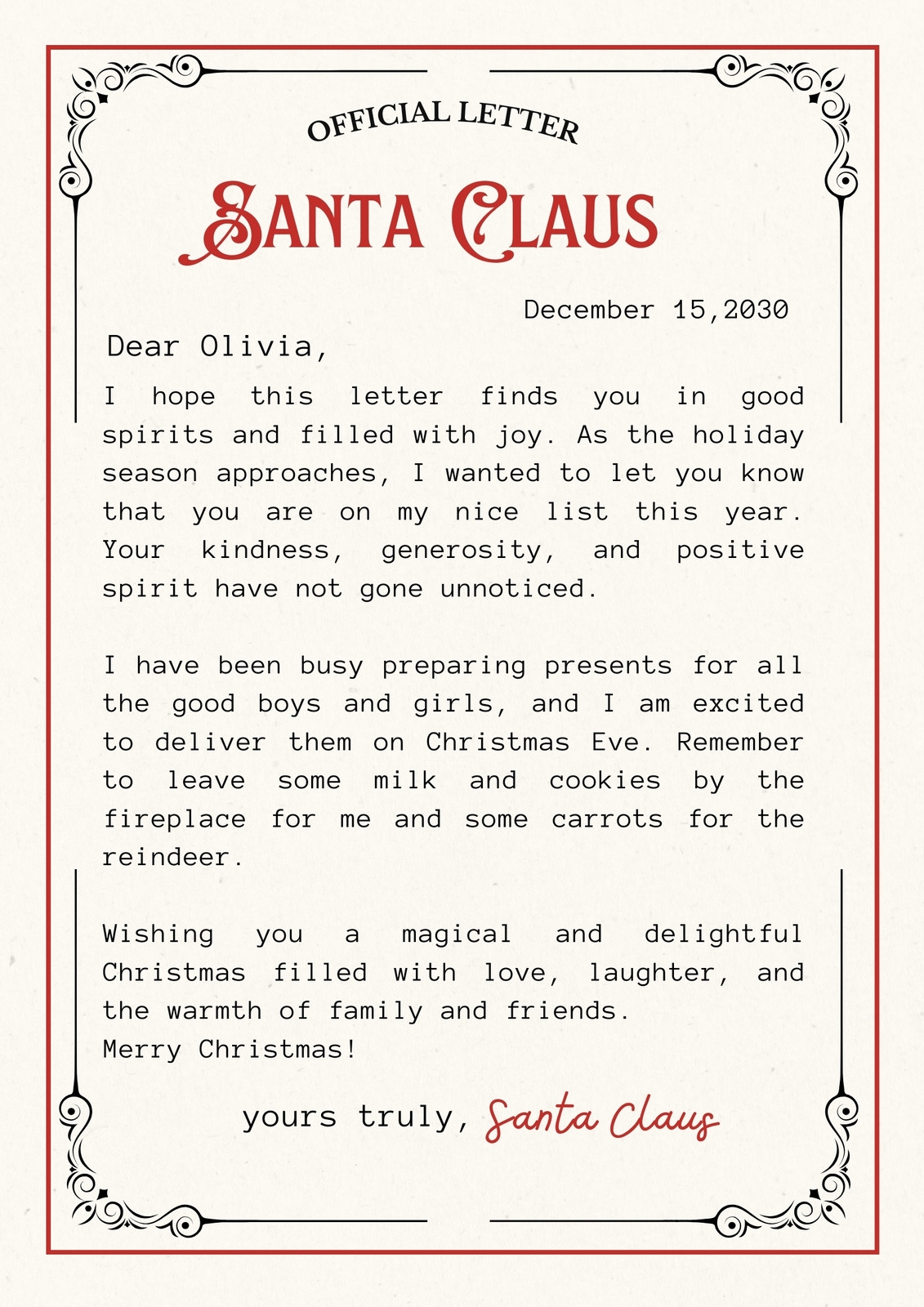 Free Printable Santa Letter Templates You Can Customize Canva
