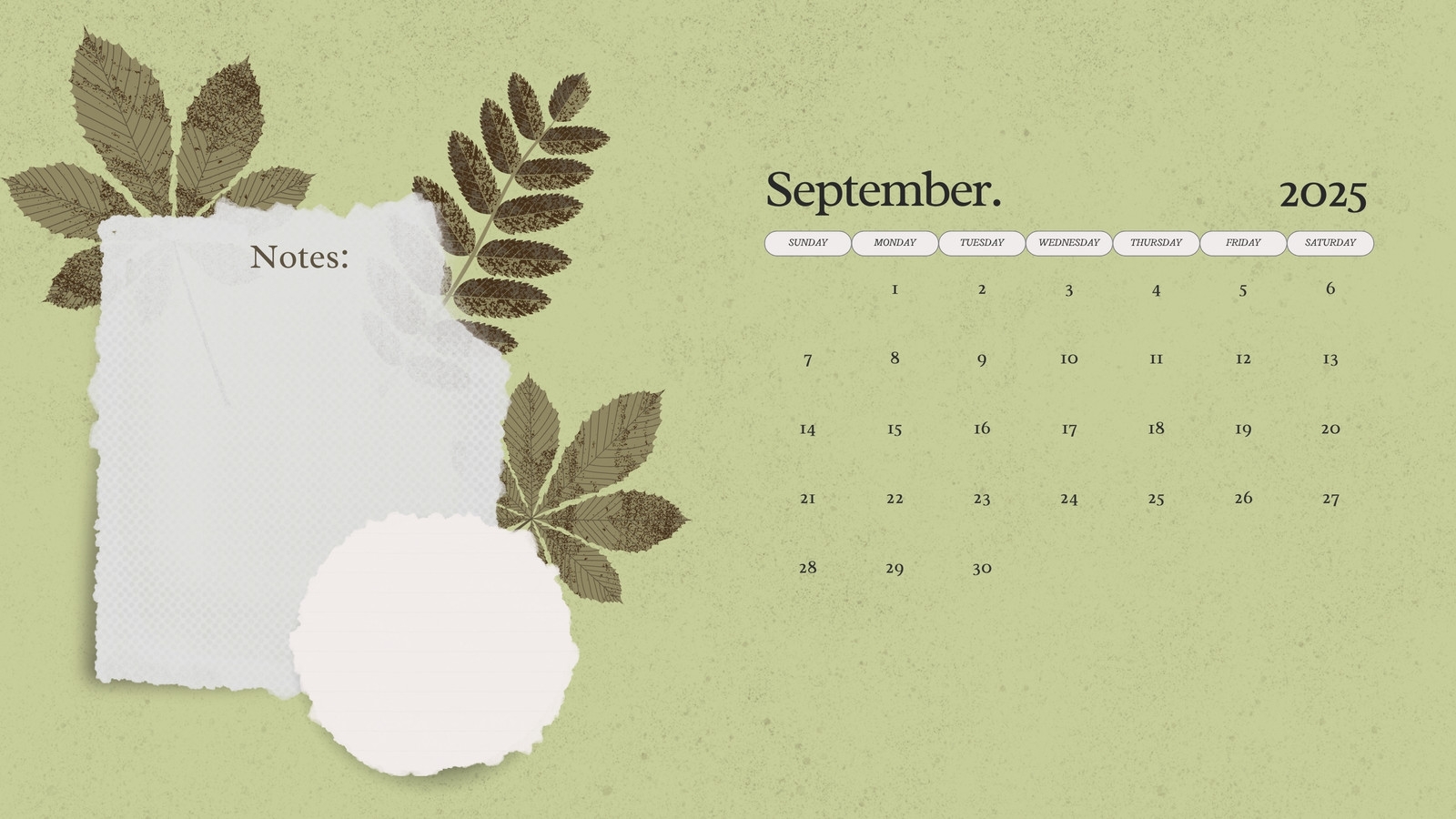 September Calendar 2025 Desktop