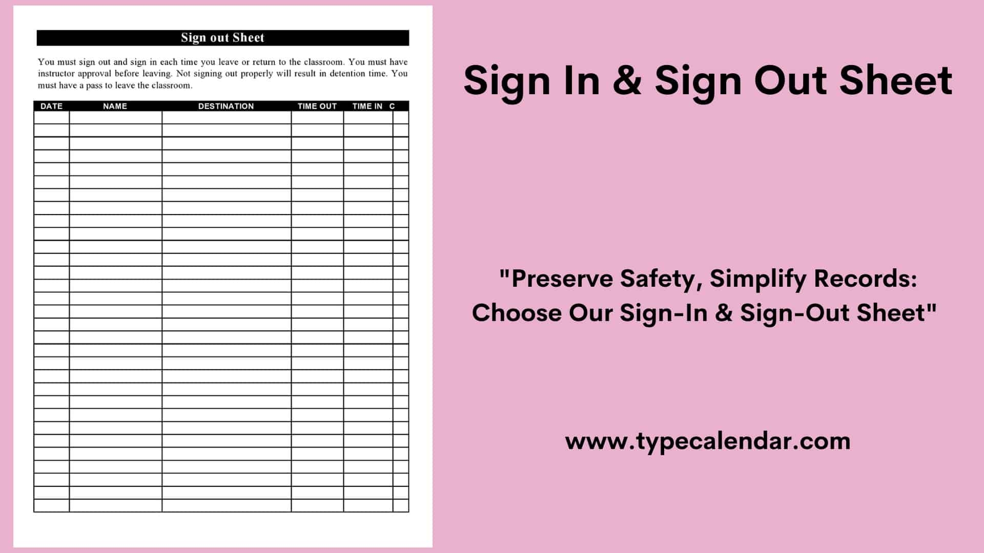 Free Printable Sign In And Out Sheet Templates PDF Word Excel 