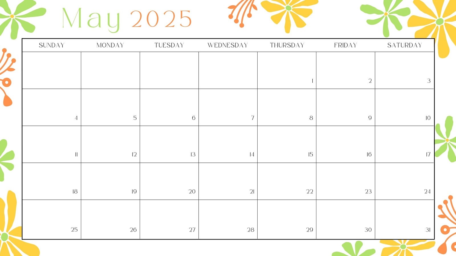 Blank Editable December 2025 Calendar