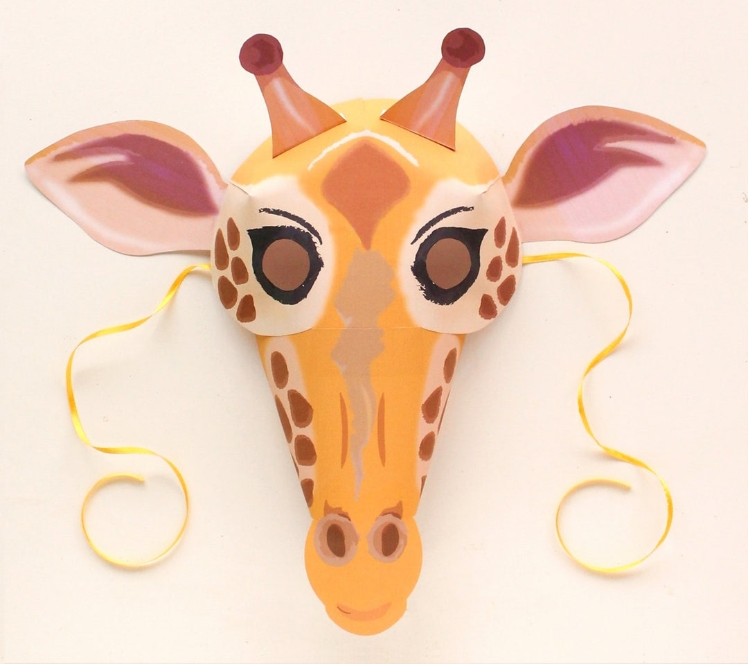 Giraffe Mask Template DIY No Sew Mask Pattern Instant Make Giraffe Mask With Our Easy To Download PDF Printable Templates By Happythought Etsy
