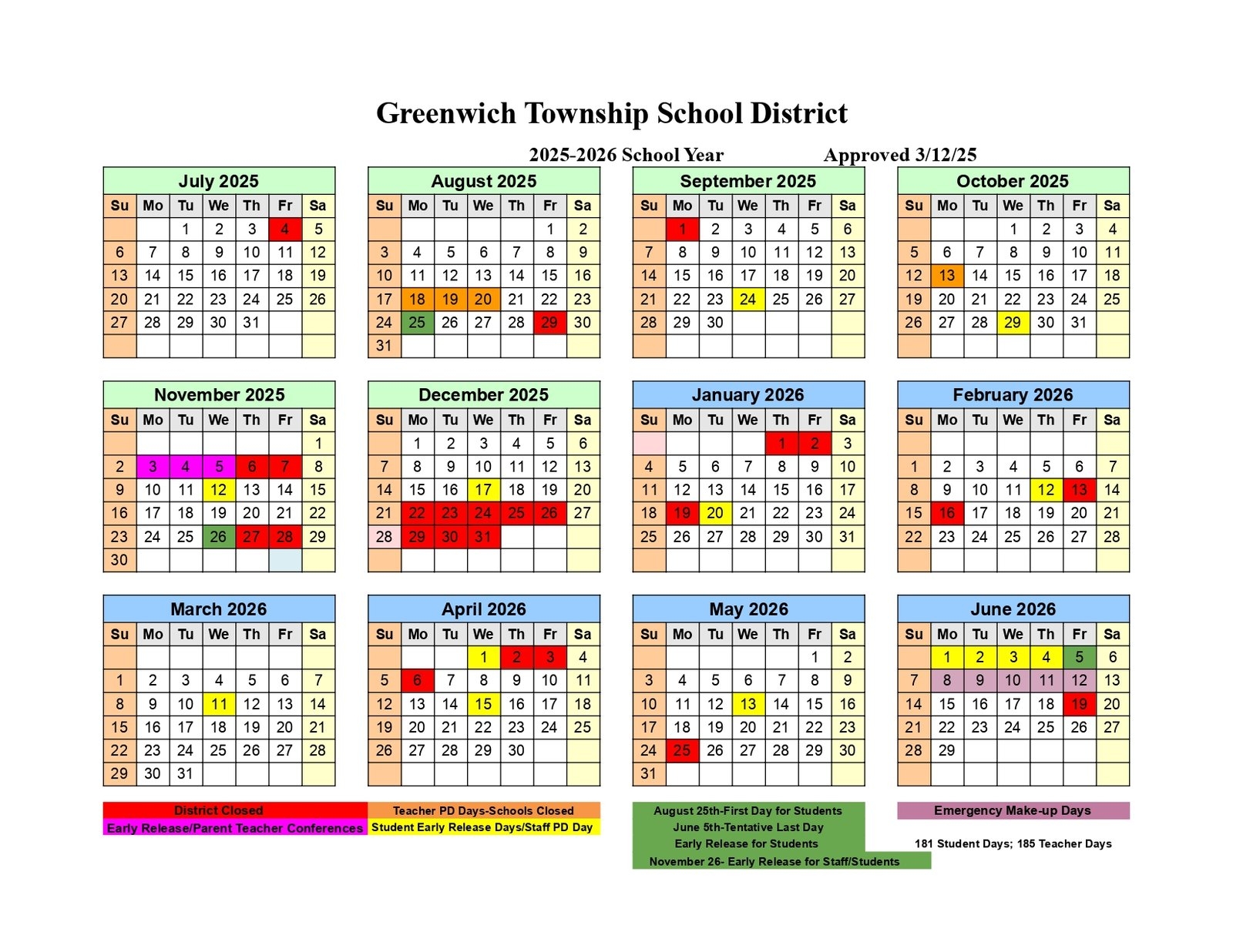 Township Event Calendar August 2025