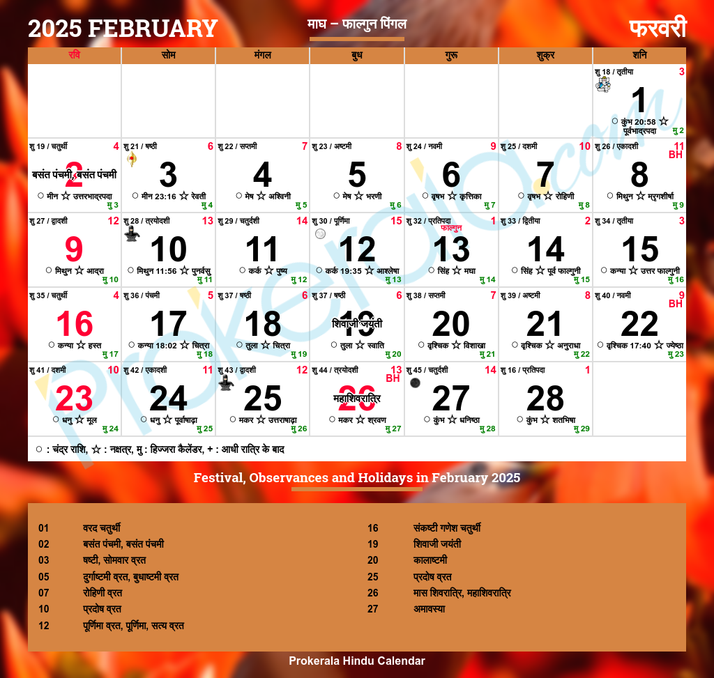Hindu Calendar 2025 Festivals Auspicious Days U0026 Important Dates