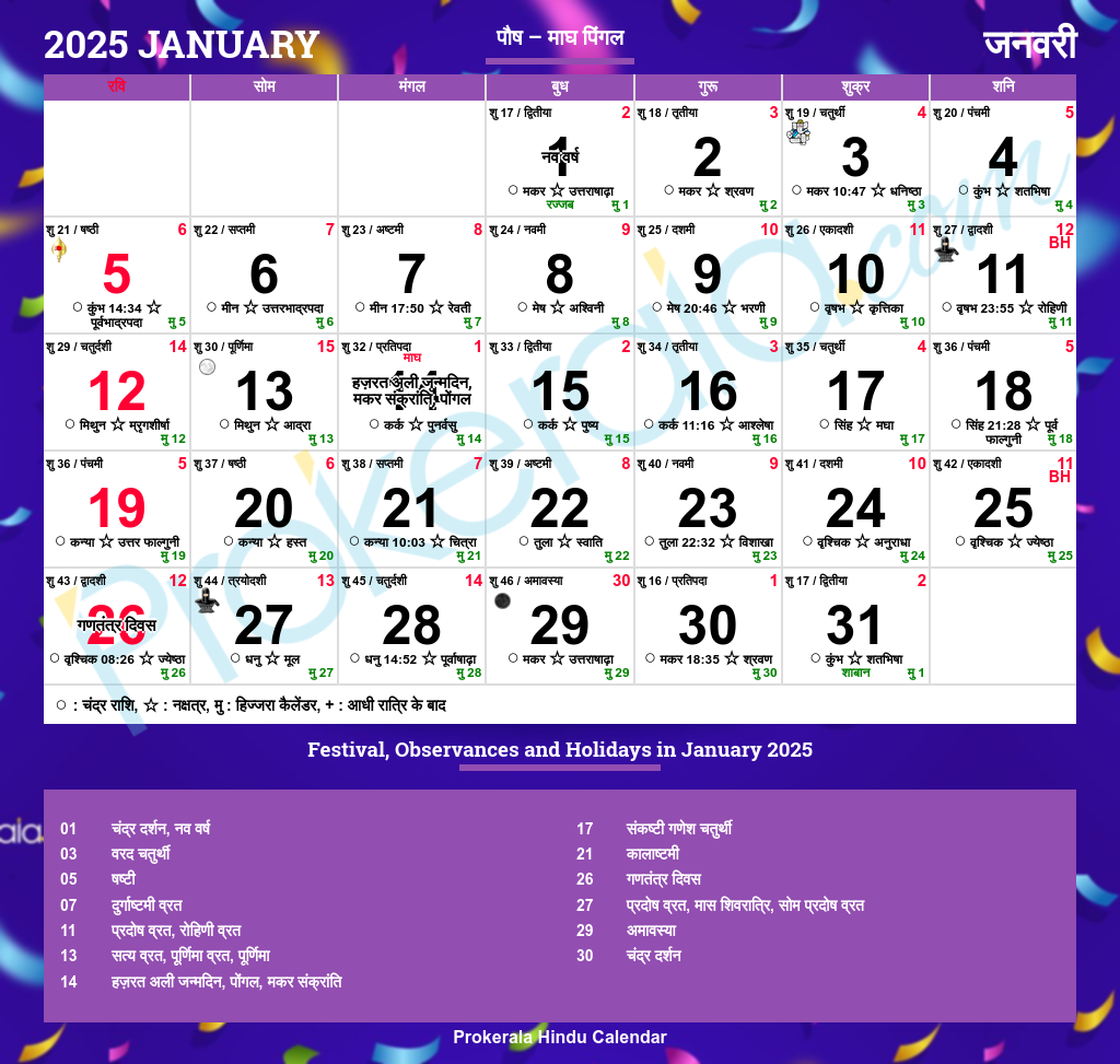 Hindu Calendar 2025 Festivals Auspicious Days U0026 Important Dates