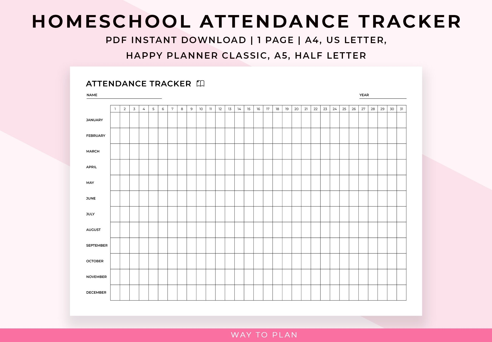 Homeschool Attendance Sheet Printable Homeschool Attendance Tracker Attendance Record Homeschool 2025 2026 PDF Insert A5 A4 Letter PDF Etsy