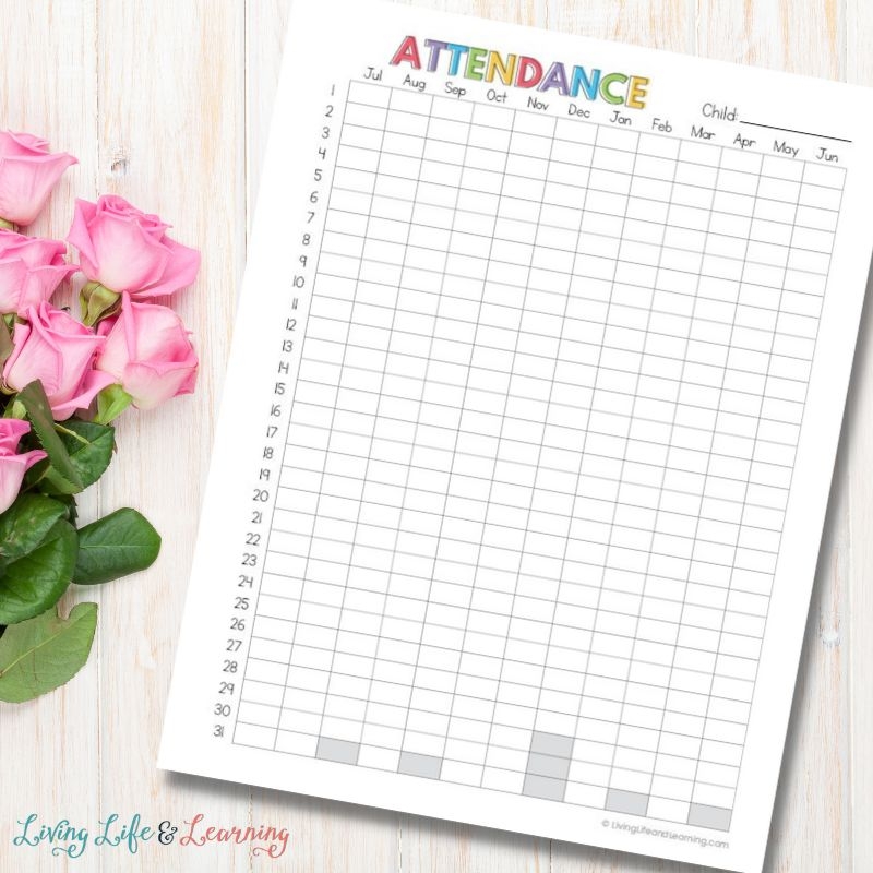 Free Printable Homeschool Attendance Sheet