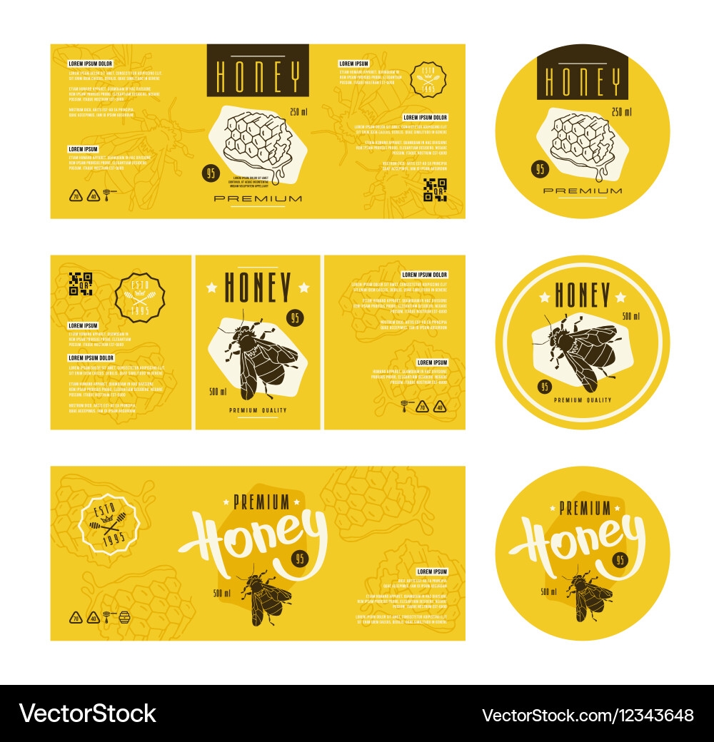 Honey Label Templates Set Royalty Free Vector Image