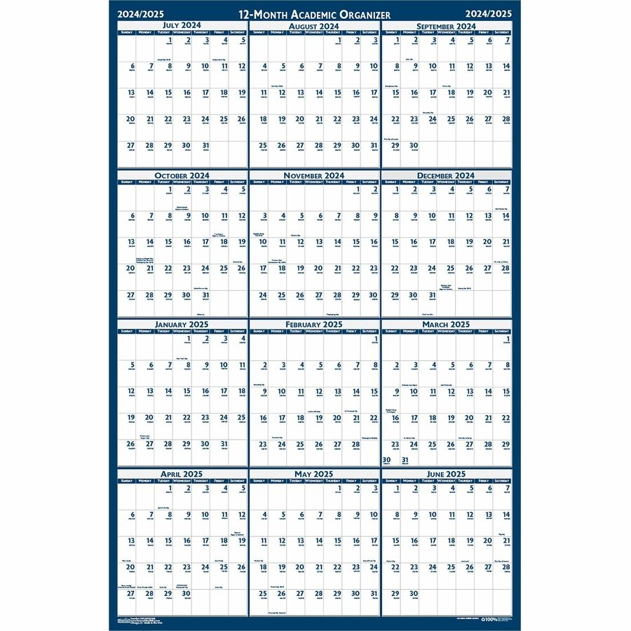 House Of Doolittle Academic July June Wall Calendar Julian Dates Yearly 1 Year July 2024 June 2025 24