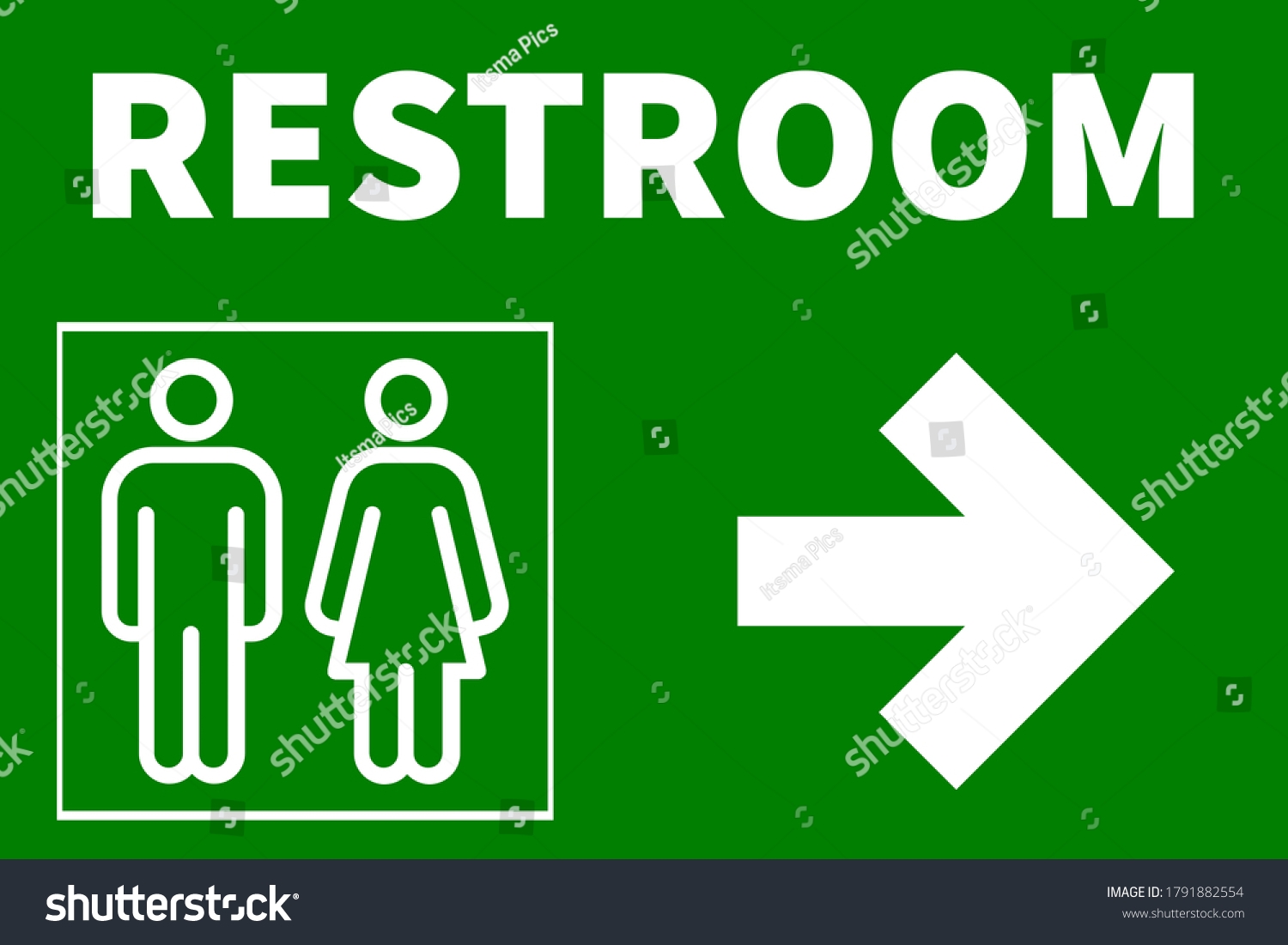 Ilustrasi Stok Restroom Signage Arrowright Side Free Printable 1791882554 Shutterstock
