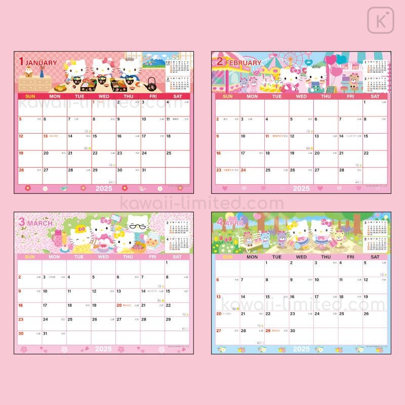 Japan Sanrio Original Sheet Calendar Hello Kitty 2025