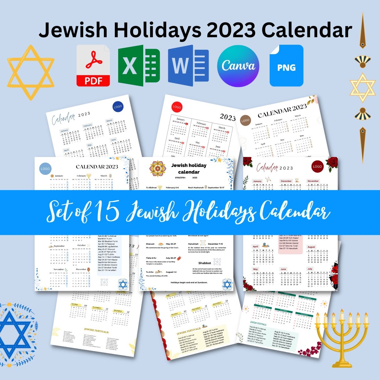 Jewish 2025 Calendar With Holidays In PDF Word Excel
