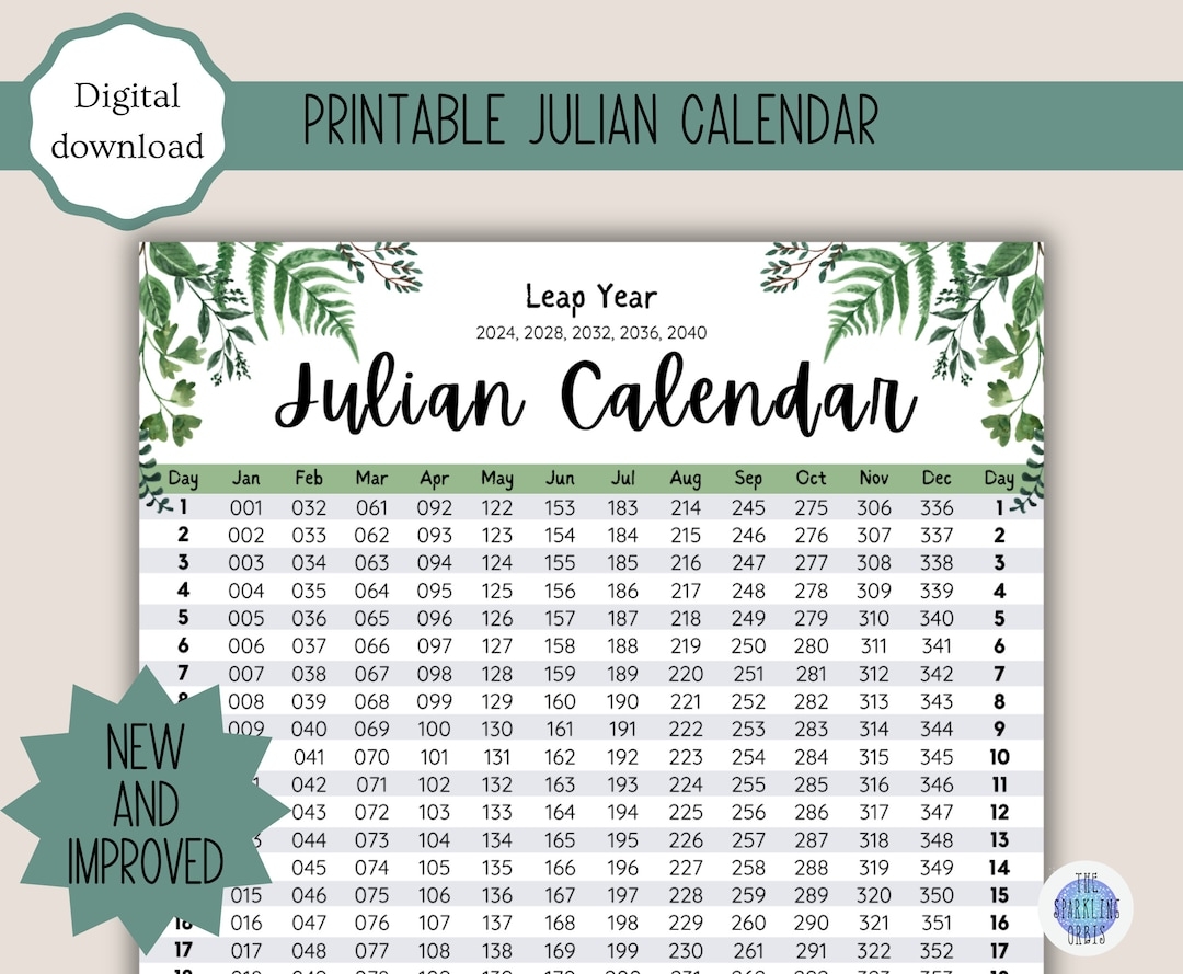 180 Julian Dated Calendar For 2025 180 Julian Dated Calendar For 2025