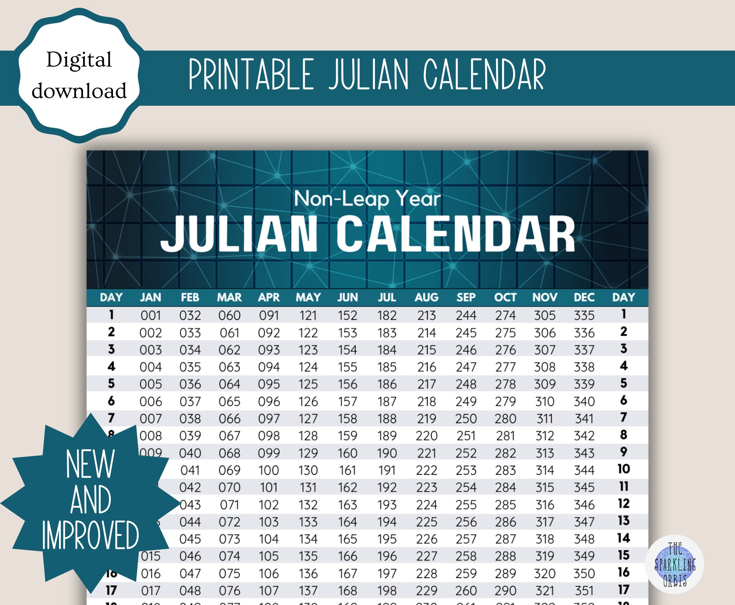 2025 Julian Date Calendar Printable Free