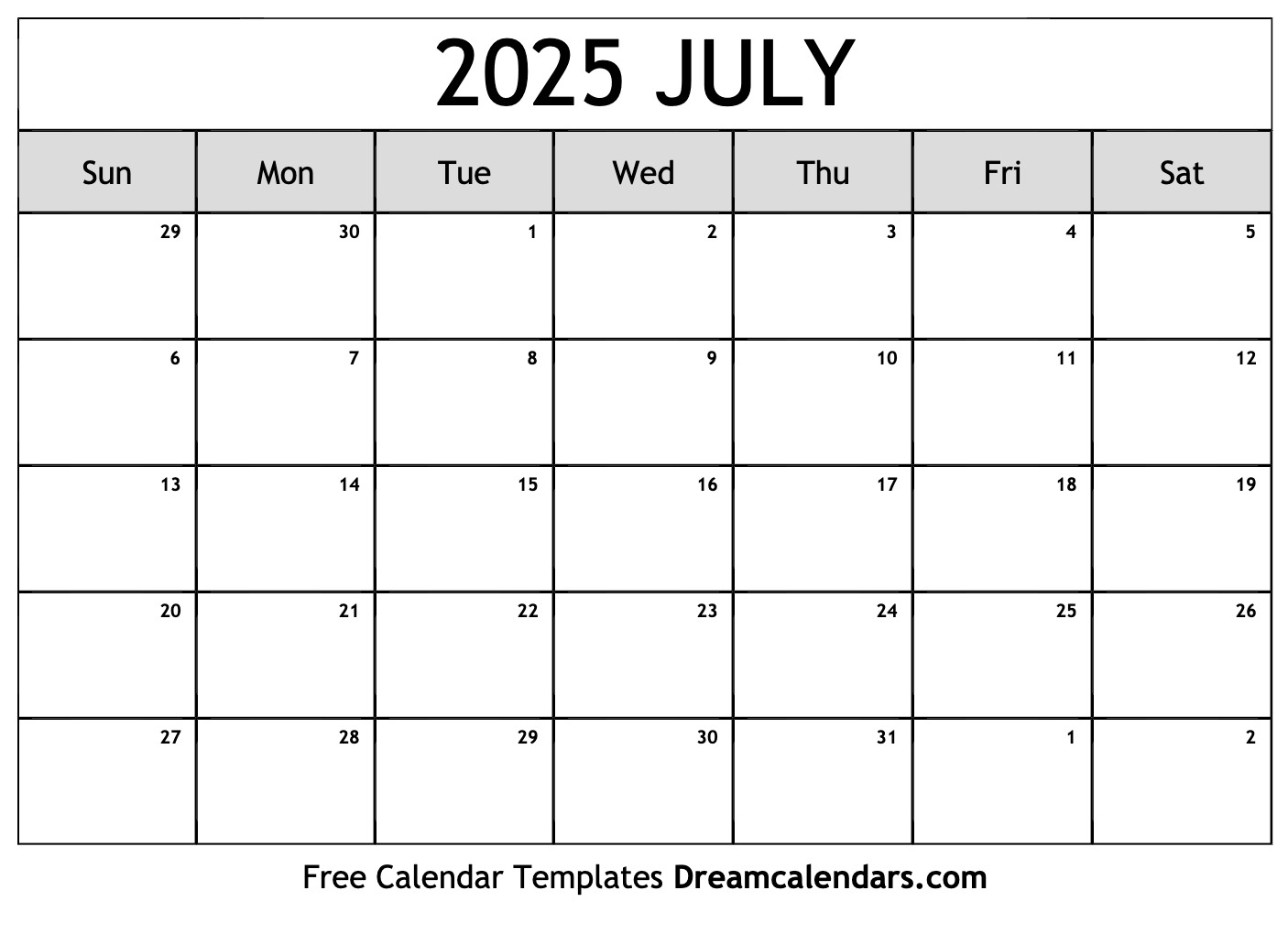 Show The Calendar For July 2025