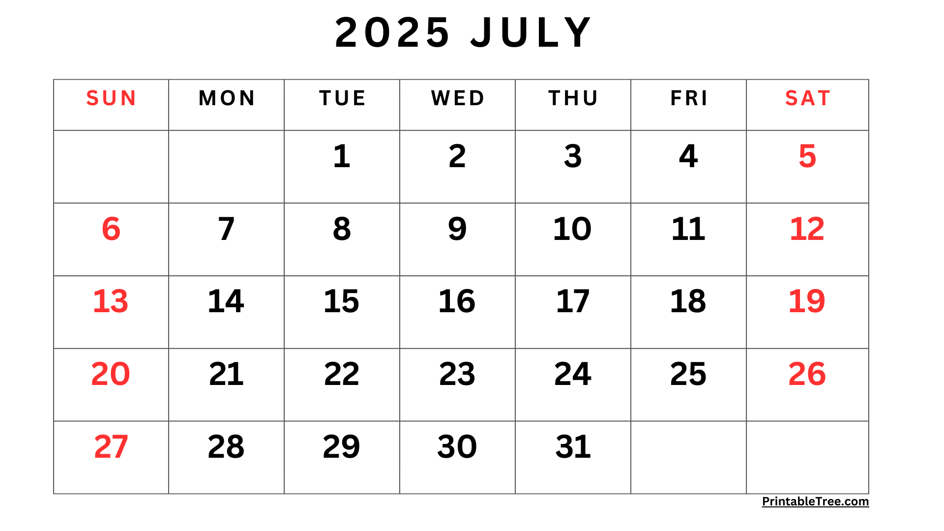 July 2025 Calendar Printable PDF Template With Holidays