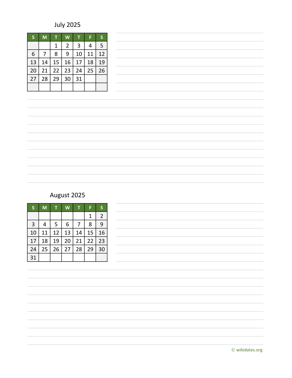 July And August 2025 Calendar WikiDates July And August 2025 Calendar WikiDates