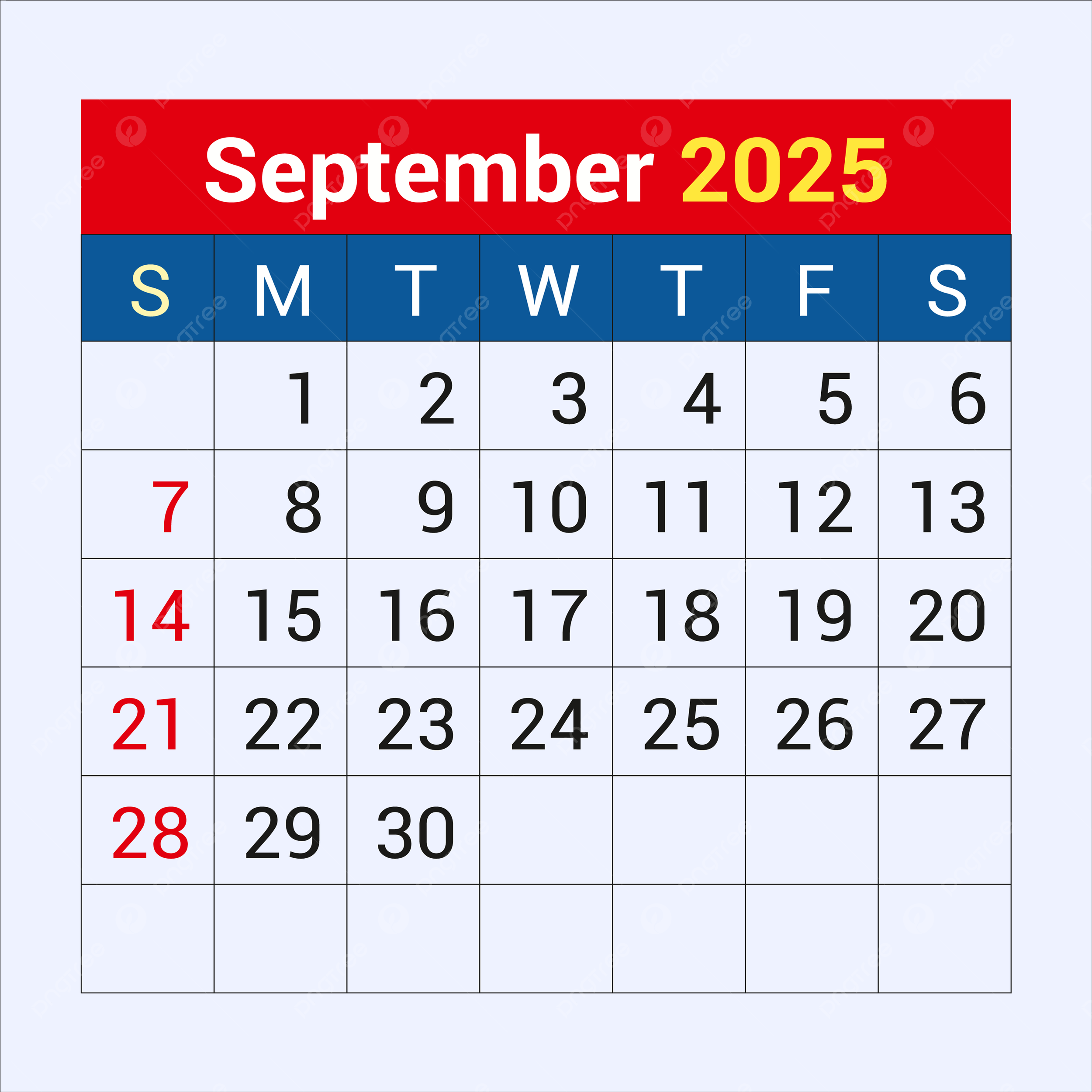 Kalender September 2025 Vektor Templat Untuk Unduh Gratis Di Pngtree